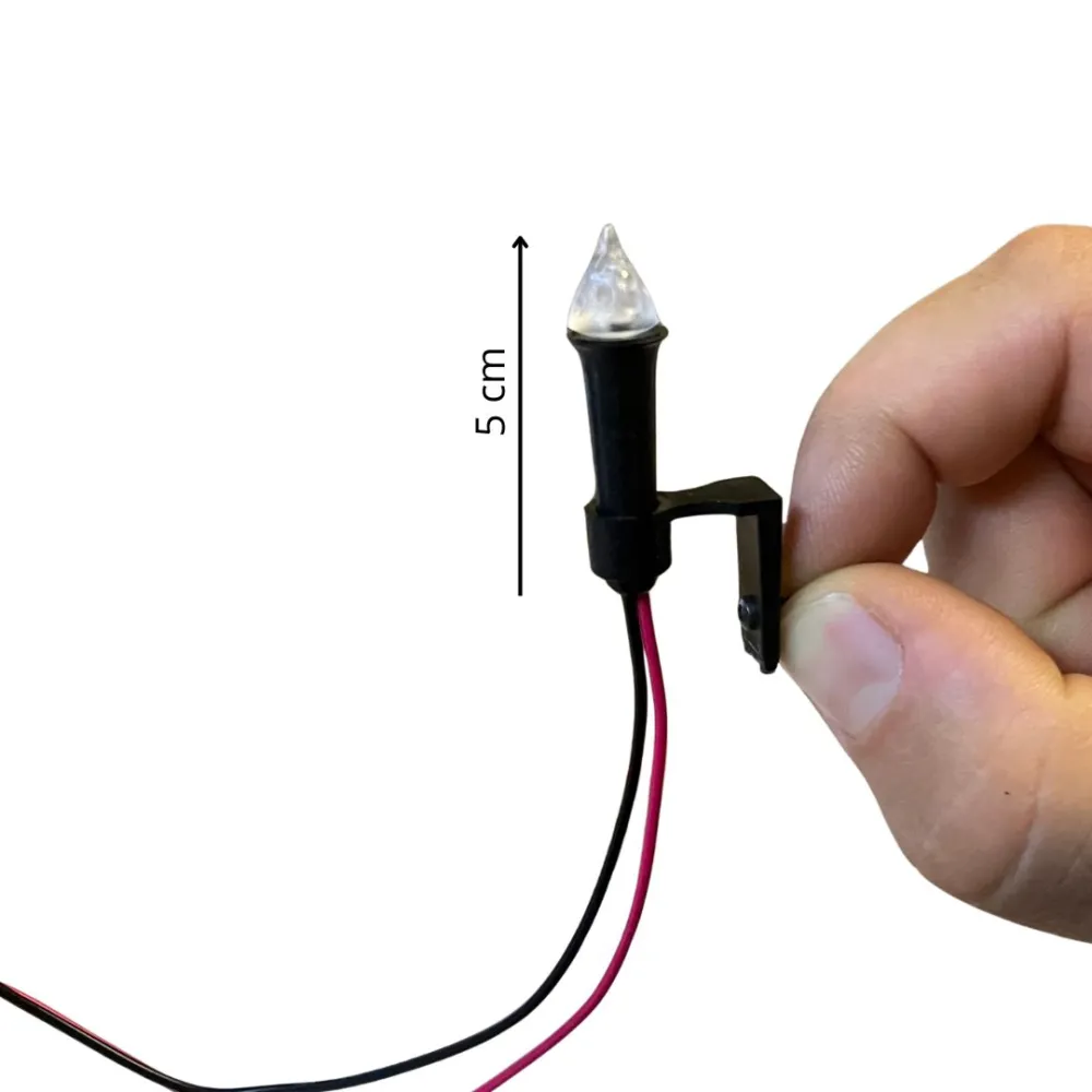 Flickering torch with red LED light and power cable, suitable for 20–30 cm Nativity figures