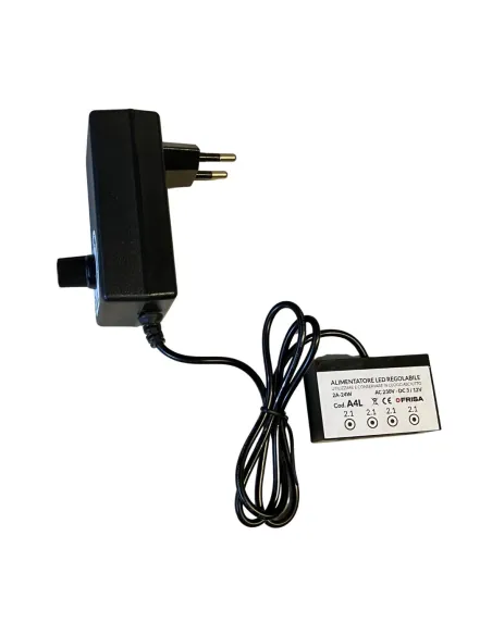 Adjustable 3–12 volt power supply with four 2.1 mm outputs