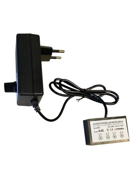 Adjustable 3–12 volt power supply with four 2.5 mm outputs