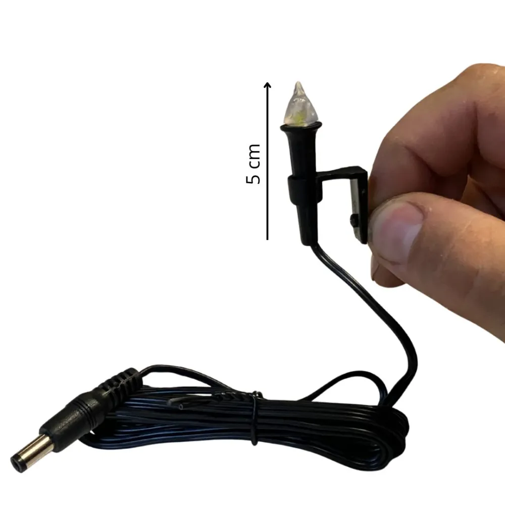 Yellow torch light with 2.1 mm plug, suitable for 20–30 cm Nativity figures