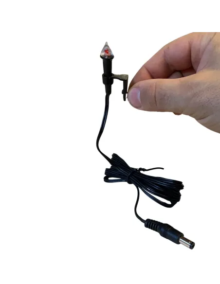 Miniature red torch light with 2.1 mm plug, suitable for 20–30 cm Nativity figures