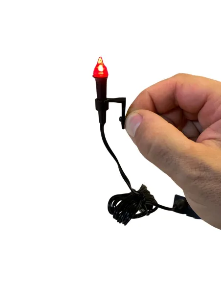 Miniature red torch light with 2.1 mm plug, suitable for 20–30 cm Nativity figures