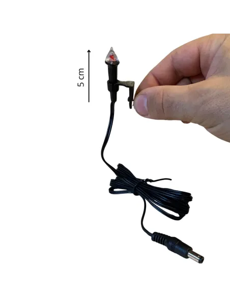 Torcia luce rossa completa di spinotto 2,1 mm per statue da 20-30 cm