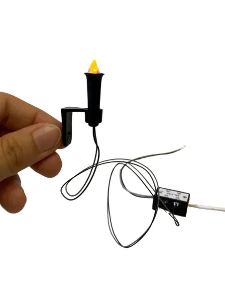 Miniature yellow torch light for micro lighting systems, suitable for 20–30 cm Nativity figures