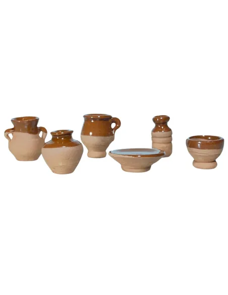 Set of 6 Glazed Terracotta Pieces for 20 cm Nativity Figures