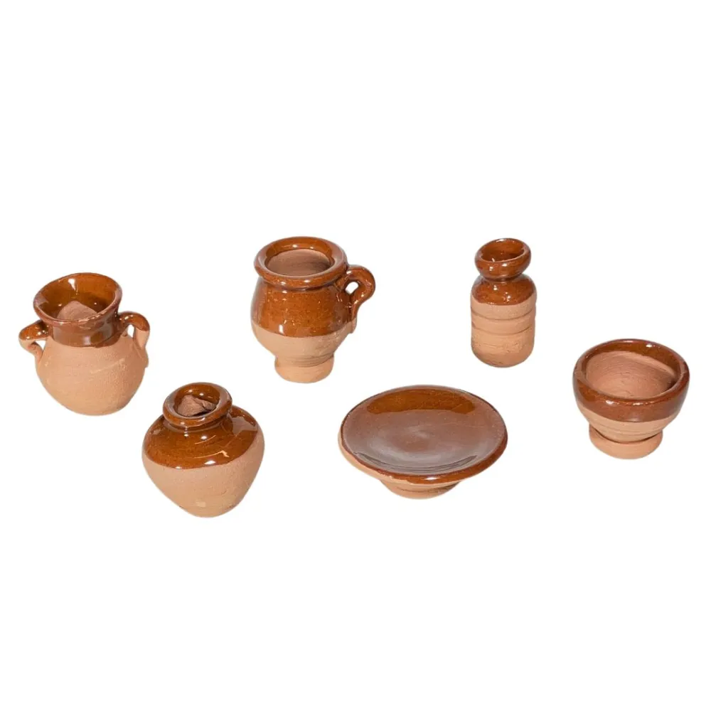 Set of 6 Glazed Terracotta Pieces for 20 cm Nativity Figures