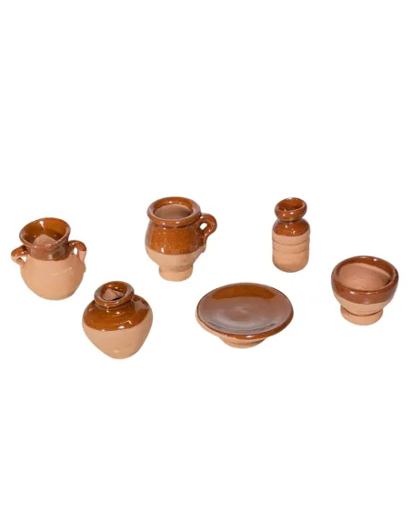 Set of 6 Glazed Terracotta Pieces for 20 cm Nativity Figures