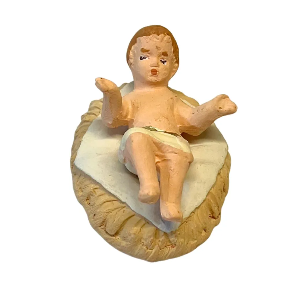7 cm Terracotta Infant Jesus with Cradle