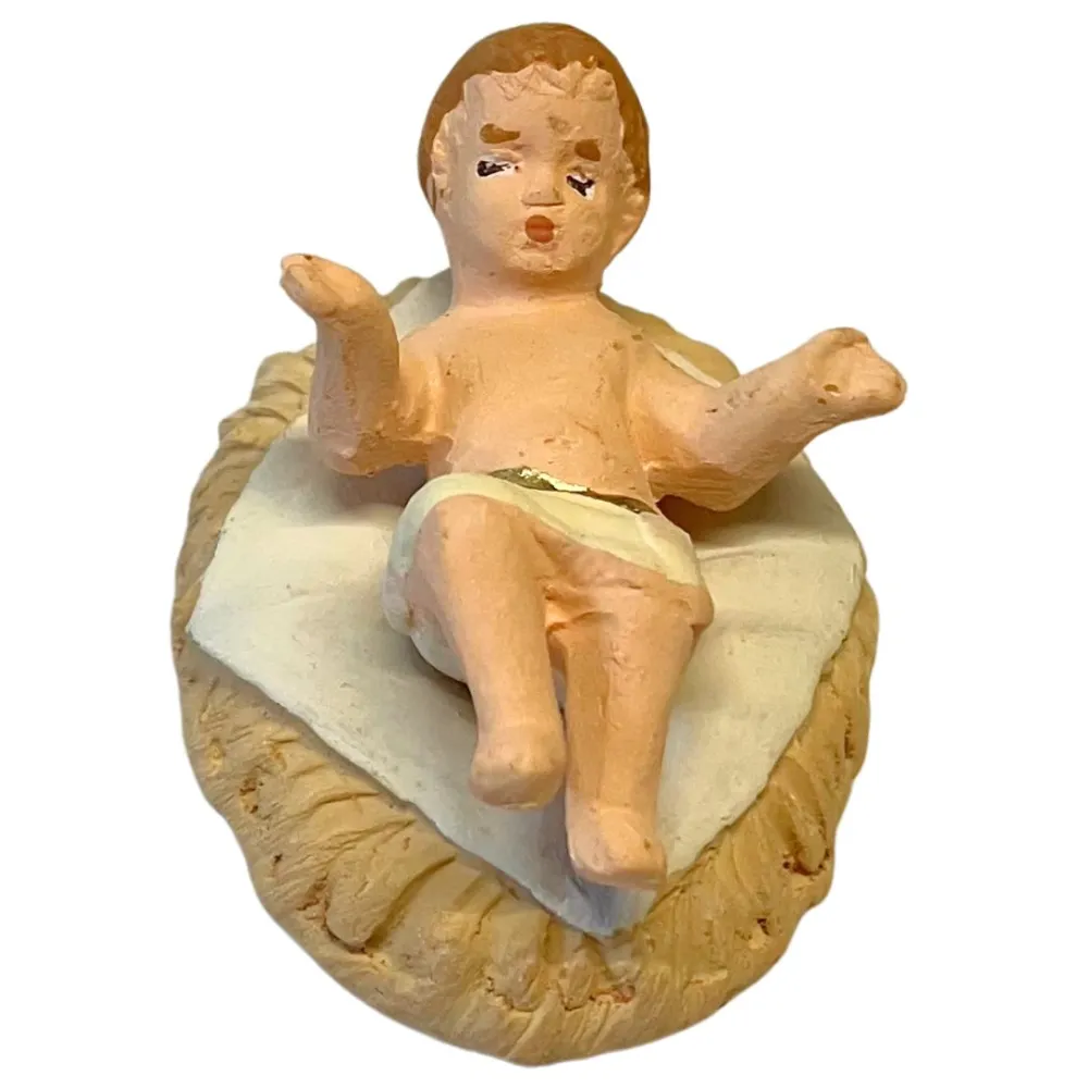 7 cm Terracotta Infant Jesus with Cradle