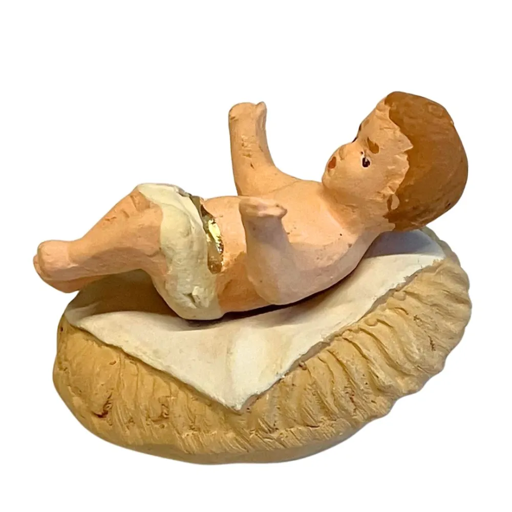7 cm Terracotta Infant Jesus with Cradle