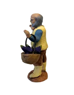7 cm Terracotta Elderly Farmer with Basket of Eggplants 2