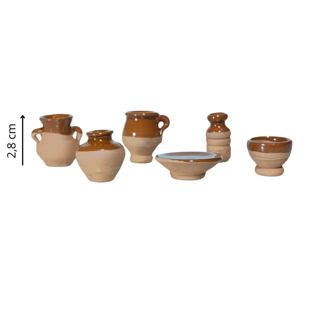 Set of 6 Glazed Terracotta Pieces for 20 cm Nativity Figures