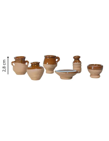 Set of 6 Glazed Terracotta Pieces for 20 cm Nativity Figures