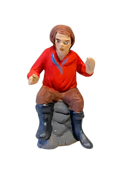 Uomo seduto in terracotta 7 cm