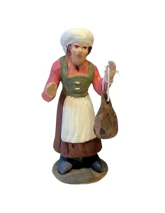 Donna con prosciutto in terracotta 7 cm