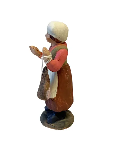 Donna con prosciutto in terracotta 7 cm