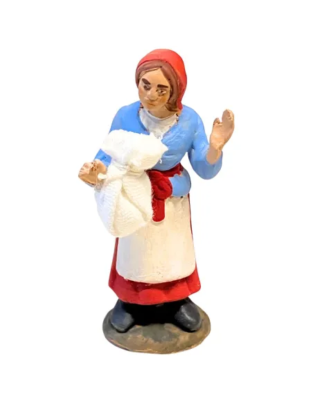 Donna con sacco in terracotta 7 cm