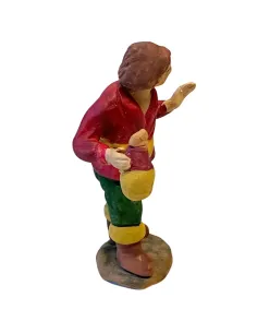 Ragazzo con fiasco di vino in terracotta 7 cm 2