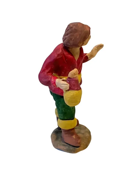 Ragazzo con fiasco di vino in terracotta 7 cm