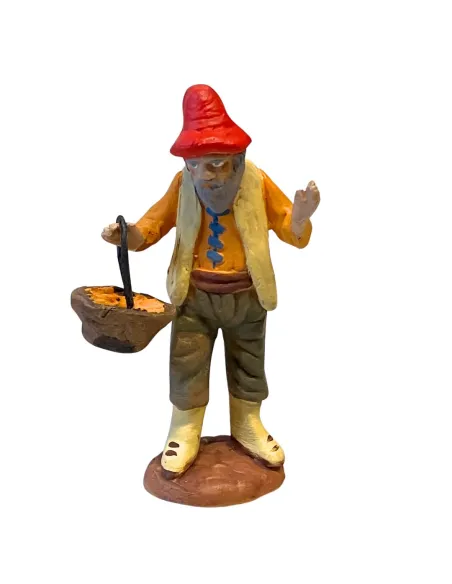 7 cm Terracotta Farmer with Basket of Carrots