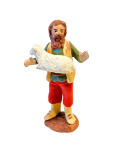 Pastore con agnello in terracotta 10 cm