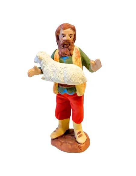 Pastore con agnello in terracotta 10 cm