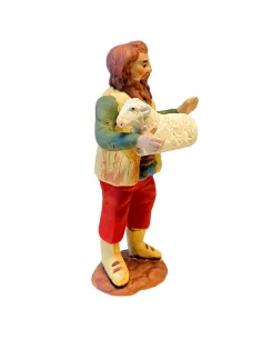10 cm Terracotta Shepherd with Lamb 2
