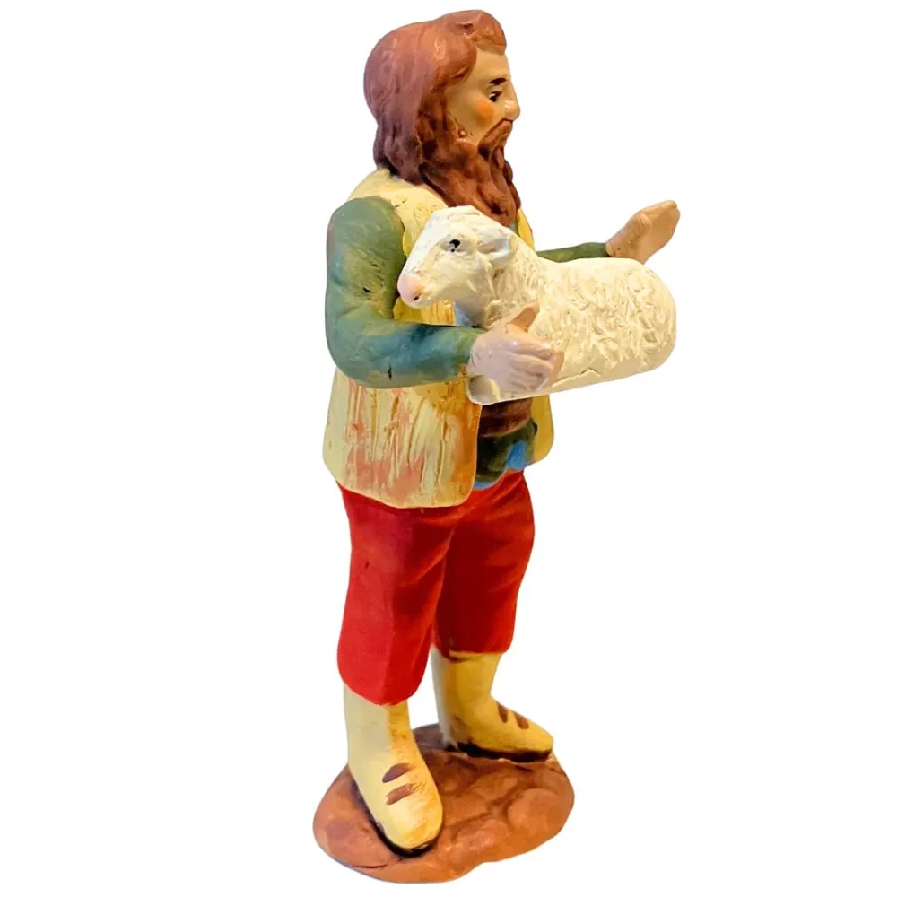 10 cm Terracotta Shepherd with Lamb
