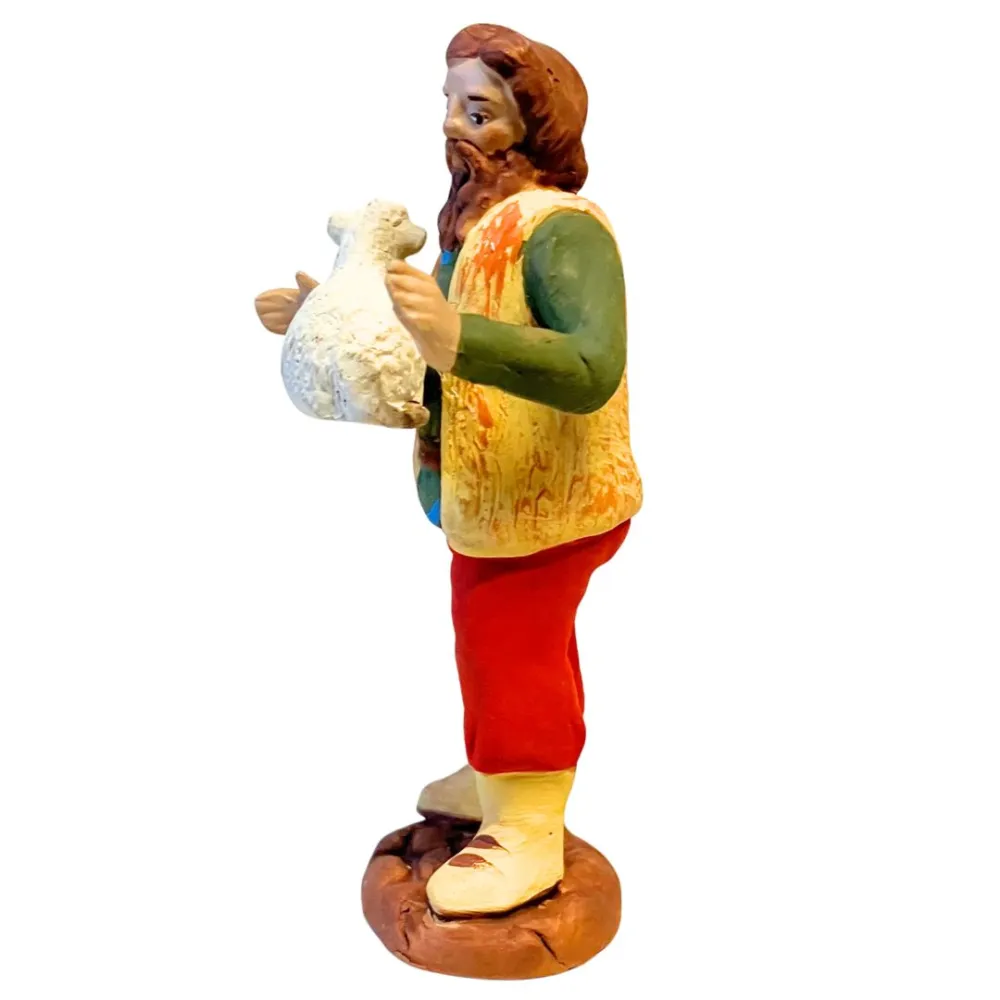 10 cm Terracotta Shepherd with Lamb