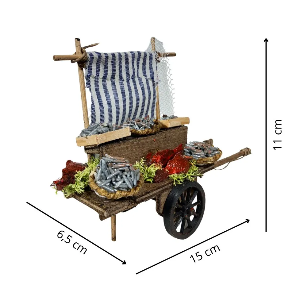 Wooden Fish Cart for 8–10 cm Nativity Figures