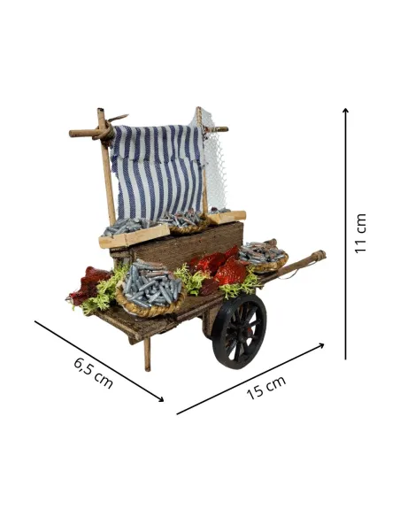 Wooden Fish Cart for 8–10 cm Nativity Figures