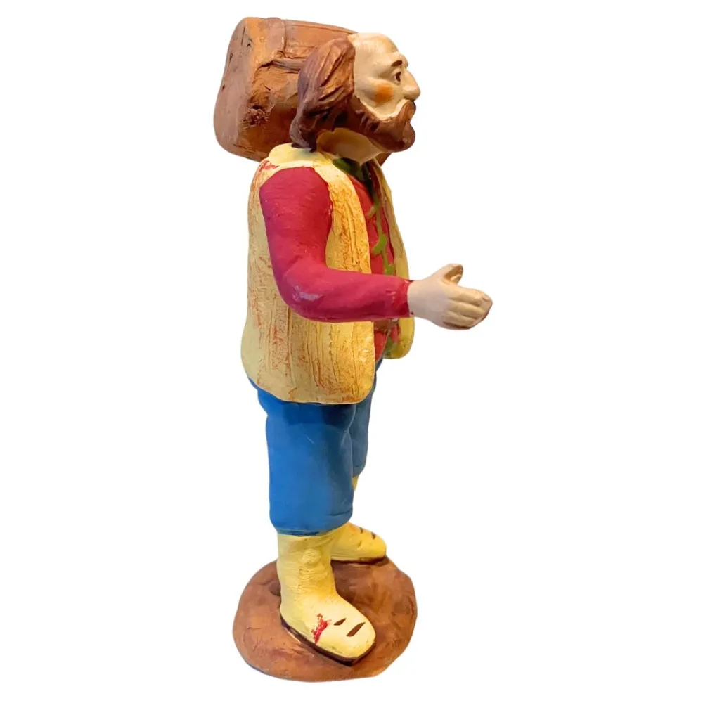 10 cm Terracotta Man Carrying a Barrel