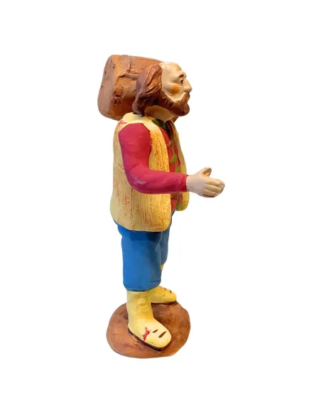 10 cm Terracotta Man Carrying a Barrel