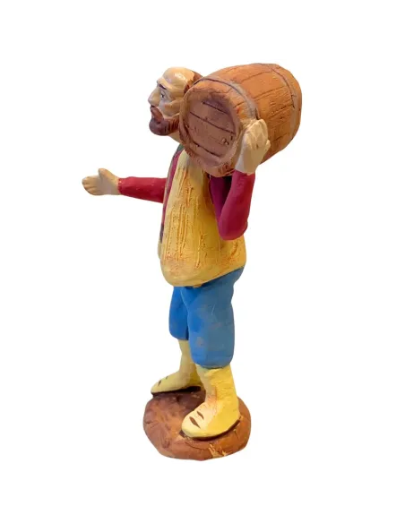 10 cm Terracotta Man Carrying a Barrel