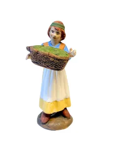 Ragazza con cesta di verdure 10 cm