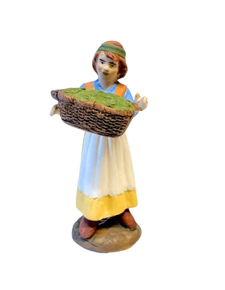 Ragazza con cesta di verdure 10 cm