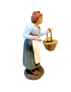 10 cm Terracotta Peasant Woman with Basket of Lemons 2