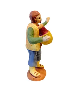 Uomo con fiasco di vino in terracotta 10 cm 2
