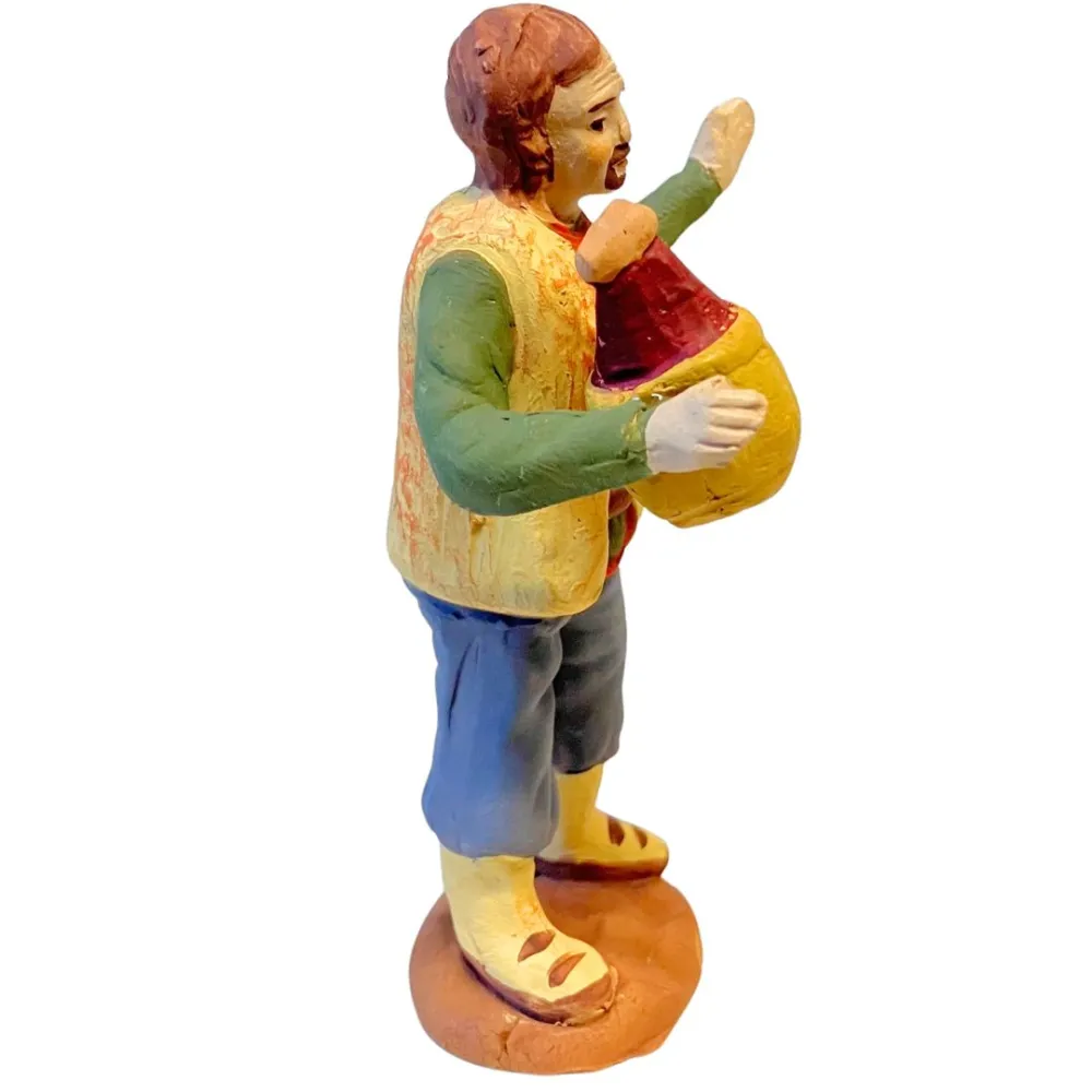 10 cm Terracotta Man with Wine Flask