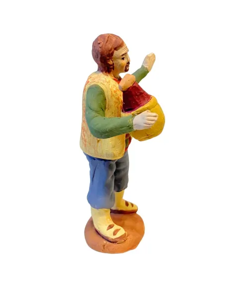 10 cm Terracotta Man with Wine Flask