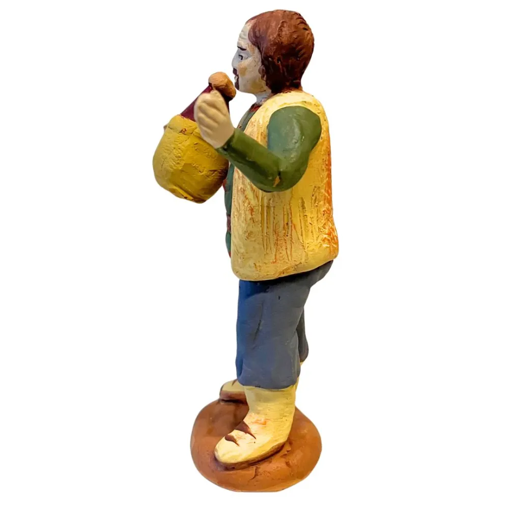 10 cm Terracotta Man with Wine Flask