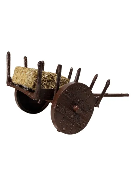 PVC Cart with Straw Bale for 8–10 cm Nativity Figures