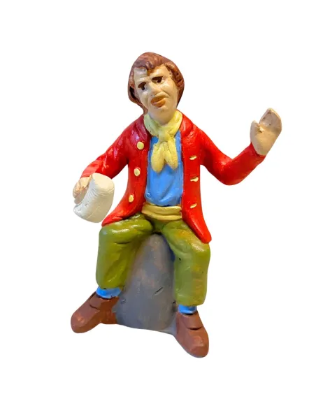 Terracotta Seated Man with Glass for 10 cm Nativity Scenes