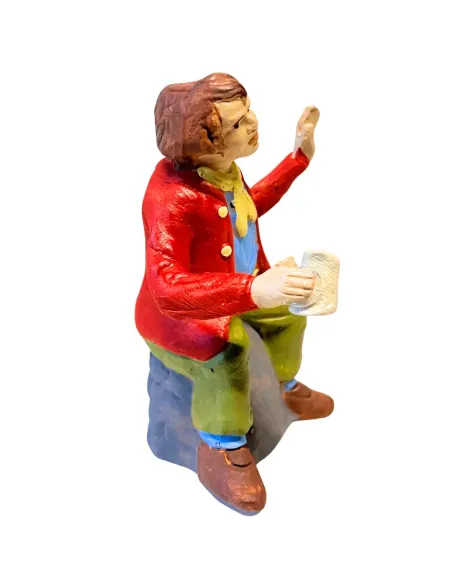 Terracotta Seated Man with Glass for 10 cm Nativity Scenes