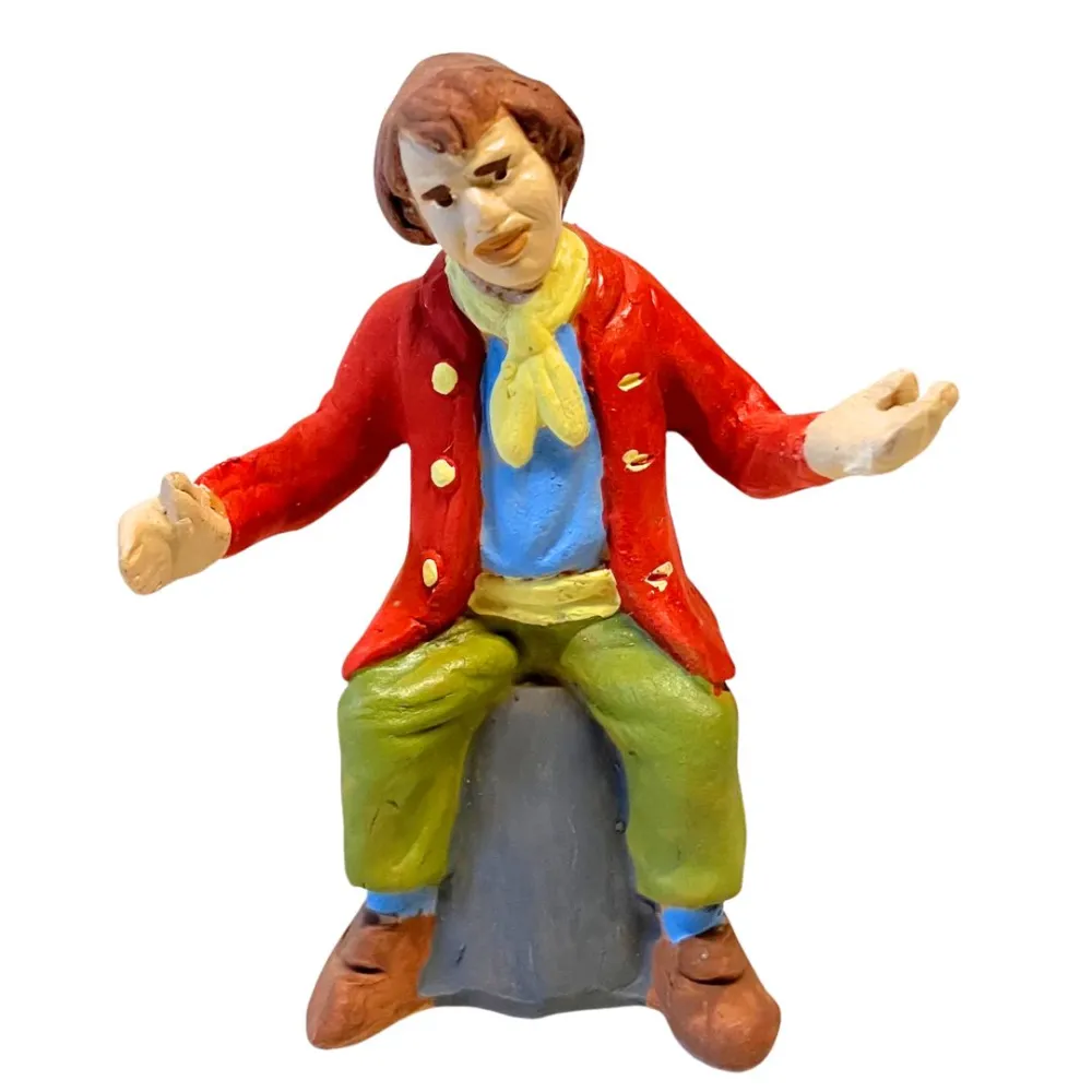 Terracotta Seated Man for 10 cm Nativity Scenes