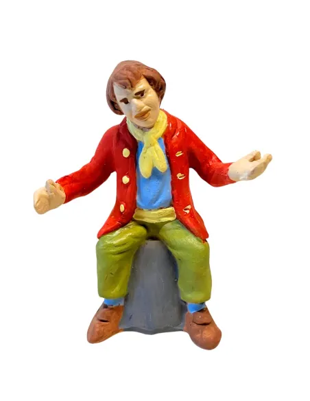 Terracotta Seated Man for 10 cm Nativity Scenes