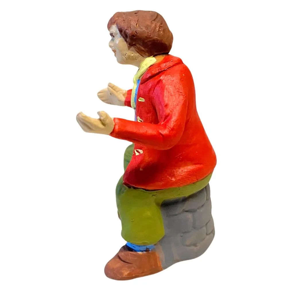 Terracotta Seated Man for 10 cm Nativity Scenes