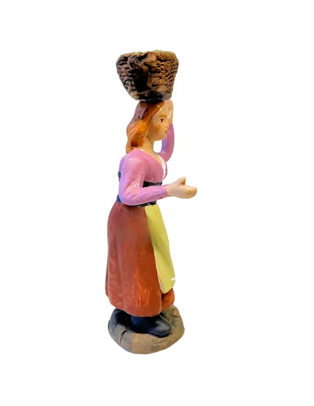 10 cm Terracotta Woman with Basket of Vegetables on Head