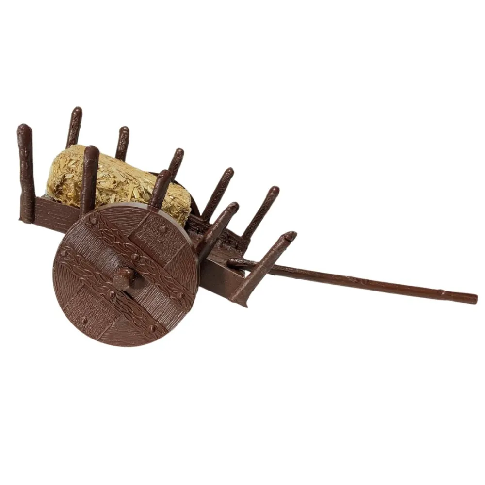 PVC Cart with Straw Bale for 8–10 cm Nativity Figures