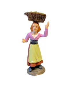 10 cm Terracotta Woman with Basket of Vegetables on Head